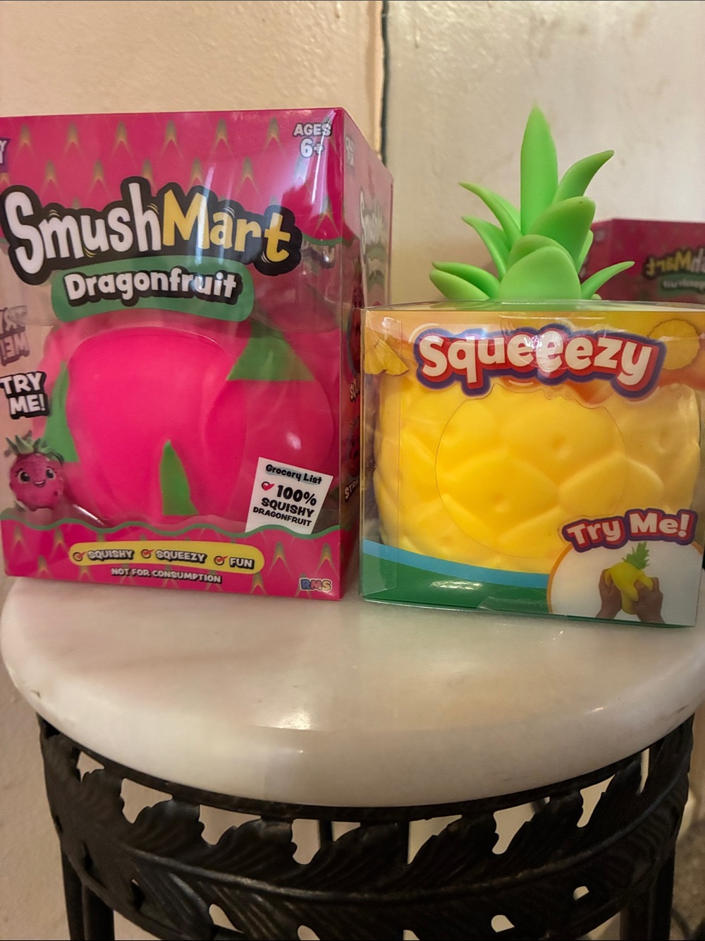 Dragonfruit & Squeezy Pineapple Squishy Toy Set - Pink & Yellow